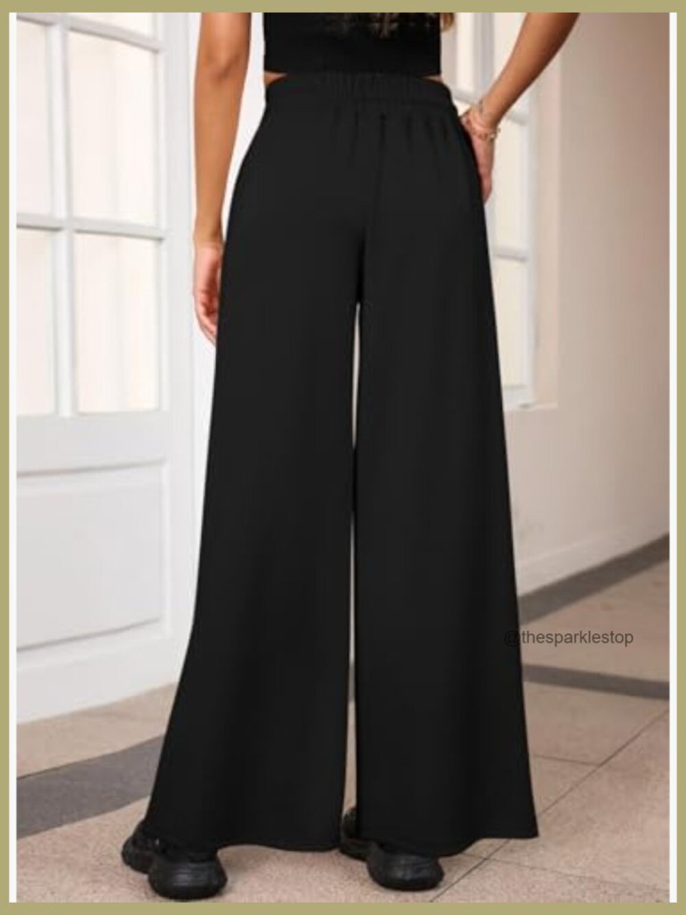 High Waisted Drawstring Wide Leg Sweatpants with Pockets Casual Loose Yoga Pants - Picture 2 of 7